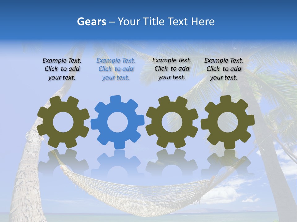 Palm Trees, Hammock, And Blue Sky, Beautiful Tropical Vacation PowerPoint Template