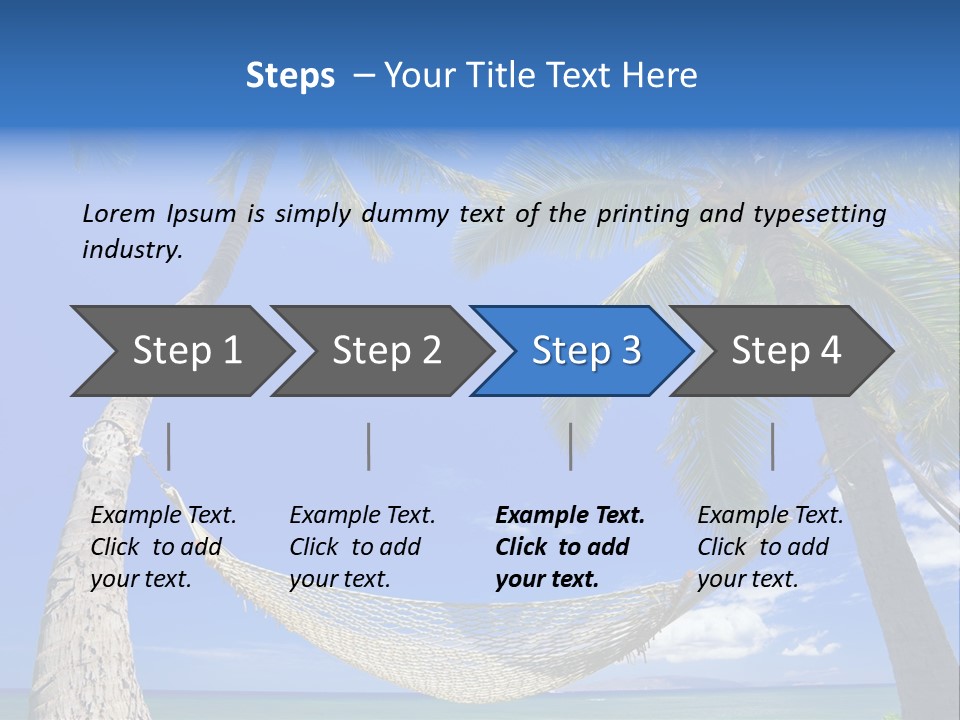 Palm Trees, Hammock, And Blue Sky, Beautiful Tropical Vacation PowerPoint Template