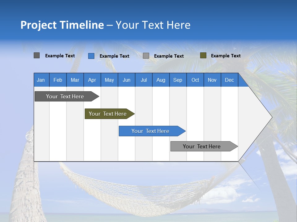 Palm Trees, Hammock, And Blue Sky, Beautiful Tropical Vacation PowerPoint Template