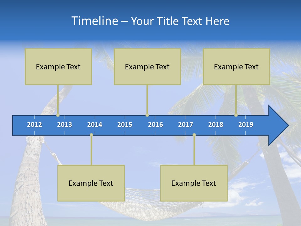 Palm Trees, Hammock, And Blue Sky, Beautiful Tropical Vacation PowerPoint Template
