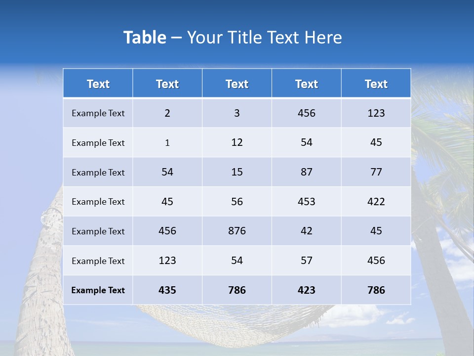 Palm Trees, Hammock, And Blue Sky, Beautiful Tropical Vacation PowerPoint Template