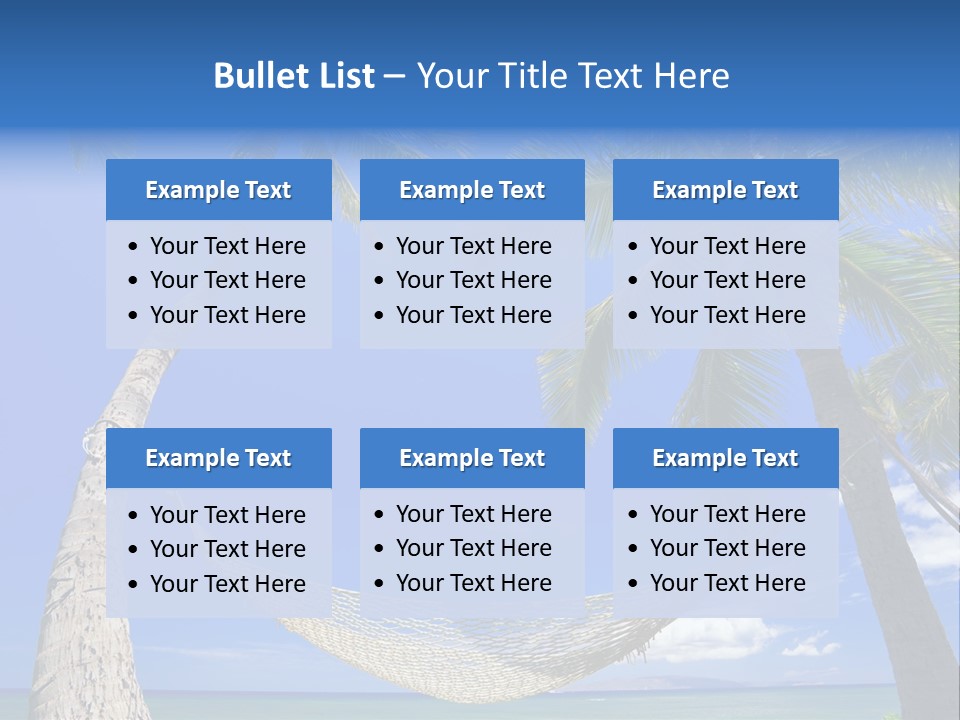 Palm Trees, Hammock, And Blue Sky, Beautiful Tropical Vacation PowerPoint Template