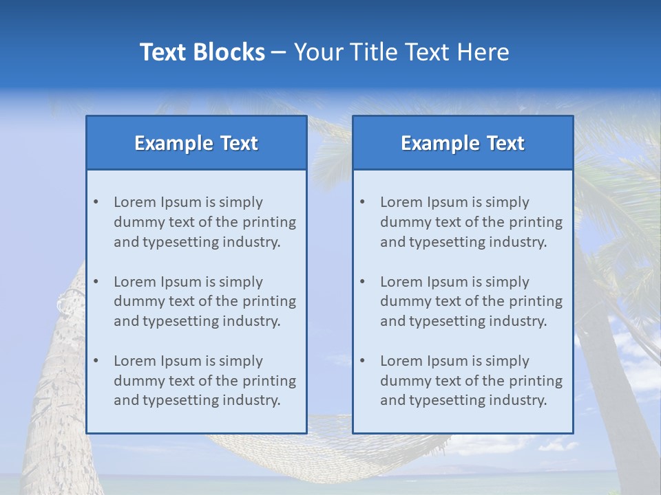 Palm Trees, Hammock, And Blue Sky, Beautiful Tropical Vacation PowerPoint Template