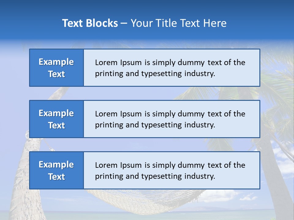 Palm Trees, Hammock, And Blue Sky, Beautiful Tropical Vacation PowerPoint Template