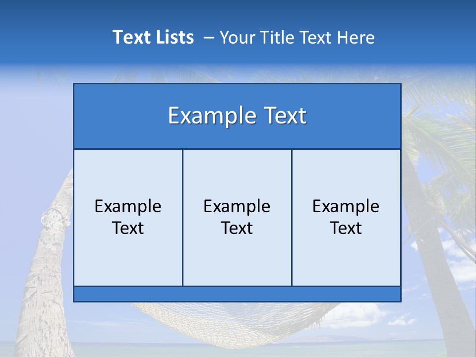 Palm Trees, Hammock, And Blue Sky, Beautiful Tropical Vacation PowerPoint Template