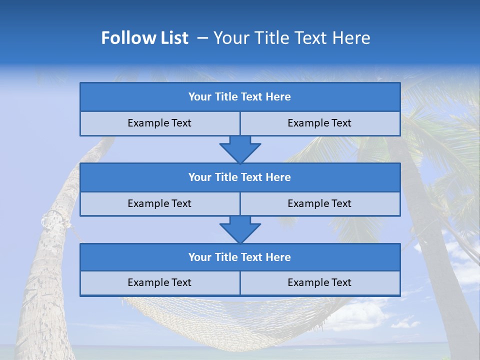 Palm Trees, Hammock, And Blue Sky, Beautiful Tropical Vacation PowerPoint Template