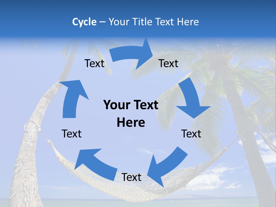 Palm Trees, Hammock, And Blue Sky, Beautiful Tropical Vacation PowerPoint Template