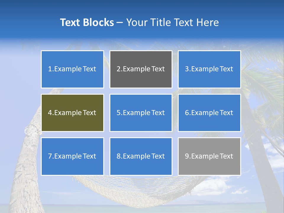 Palm Trees, Hammock, And Blue Sky, Beautiful Tropical Vacation PowerPoint Template