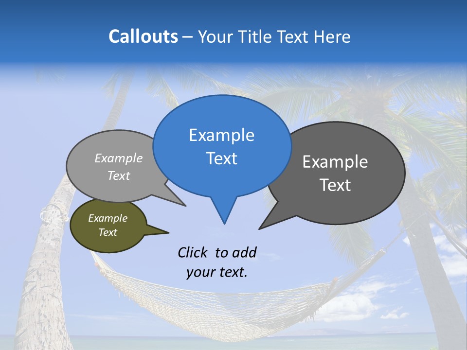 Palm Trees, Hammock, And Blue Sky, Beautiful Tropical Vacation PowerPoint Template