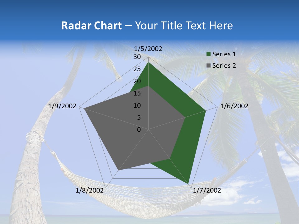 Palm Trees, Hammock, And Blue Sky, Beautiful Tropical Vacation PowerPoint Template