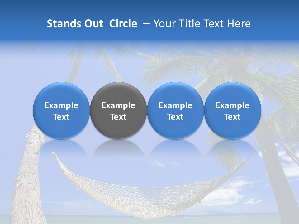 Palm Trees, Hammock, And Blue Sky, Beautiful Tropical Vacation PowerPoint Template