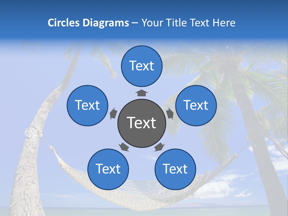 Palm Trees, Hammock, And Blue Sky, Beautiful Tropical Vacation PowerPoint Template