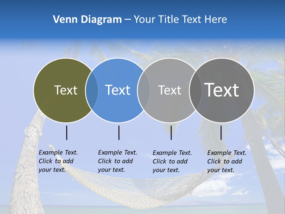 Palm Trees, Hammock, And Blue Sky, Beautiful Tropical Vacation PowerPoint Template