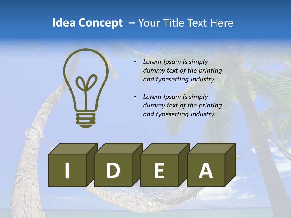 Palm Trees, Hammock, And Blue Sky, Beautiful Tropical Vacation PowerPoint Template