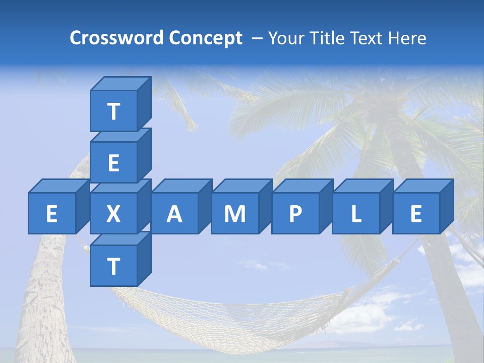 Palm Trees, Hammock, And Blue Sky, Beautiful Tropical Vacation PowerPoint Template