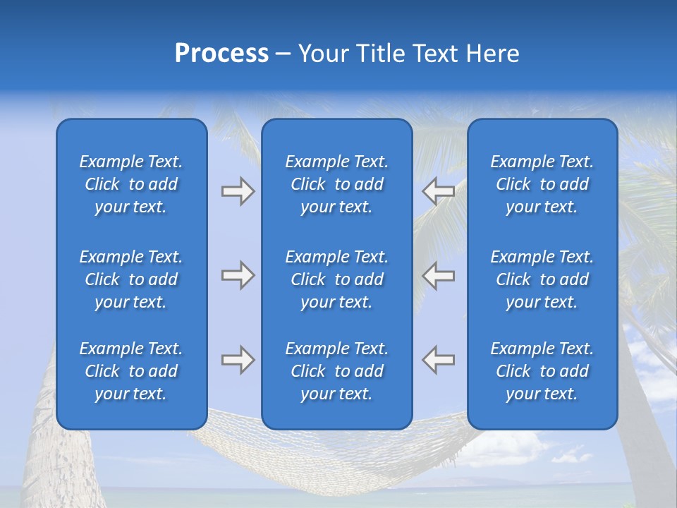 Palm Trees, Hammock, And Blue Sky, Beautiful Tropical Vacation PowerPoint Template