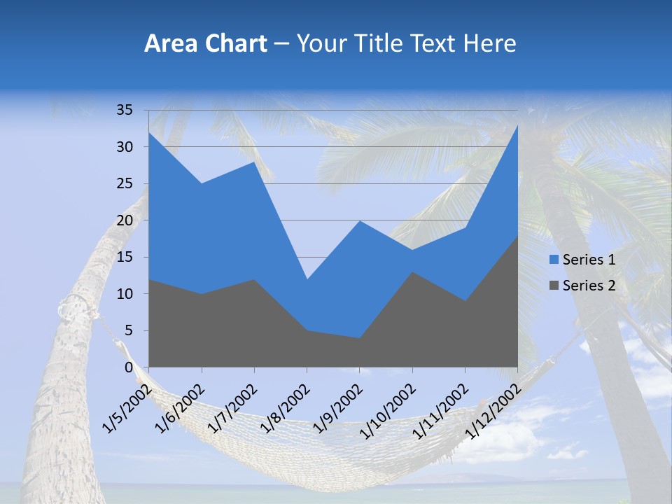 Palm Trees, Hammock, And Blue Sky, Beautiful Tropical Vacation PowerPoint Template