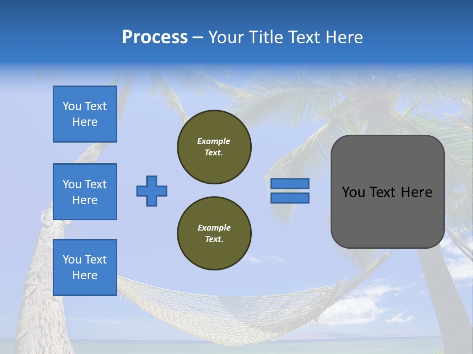 Palm Trees, Hammock, And Blue Sky, Beautiful Tropical Vacation PowerPoint Template