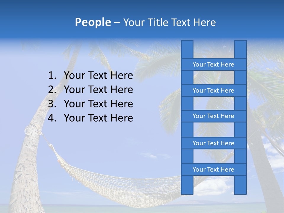 Palm Trees, Hammock, And Blue Sky, Beautiful Tropical Vacation PowerPoint Template