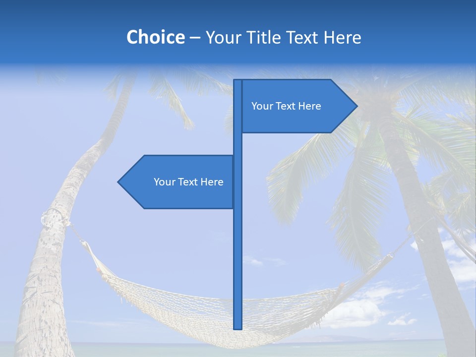 Palm Trees, Hammock, And Blue Sky, Beautiful Tropical Vacation PowerPoint Template