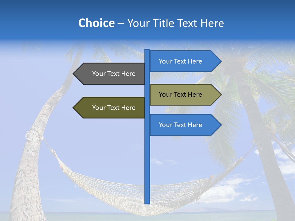 Palm Trees, Hammock, And Blue Sky, Beautiful Tropical Vacation PowerPoint Template