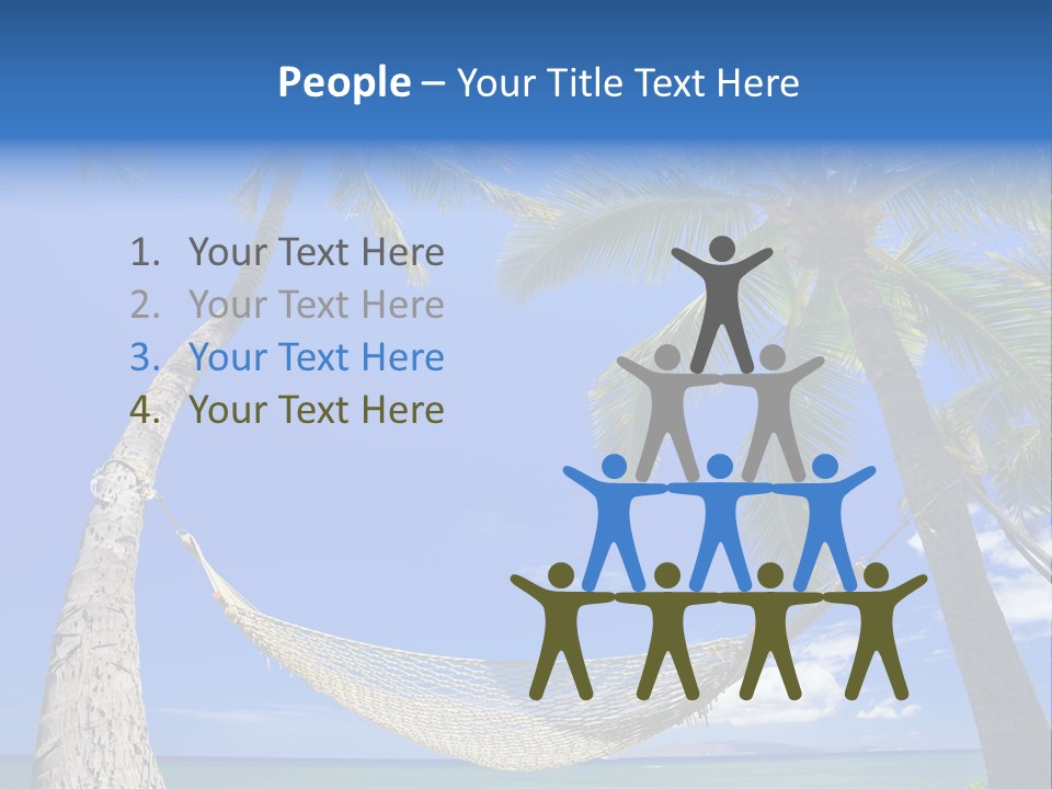 Palm Trees, Hammock, And Blue Sky, Beautiful Tropical Vacation PowerPoint Template