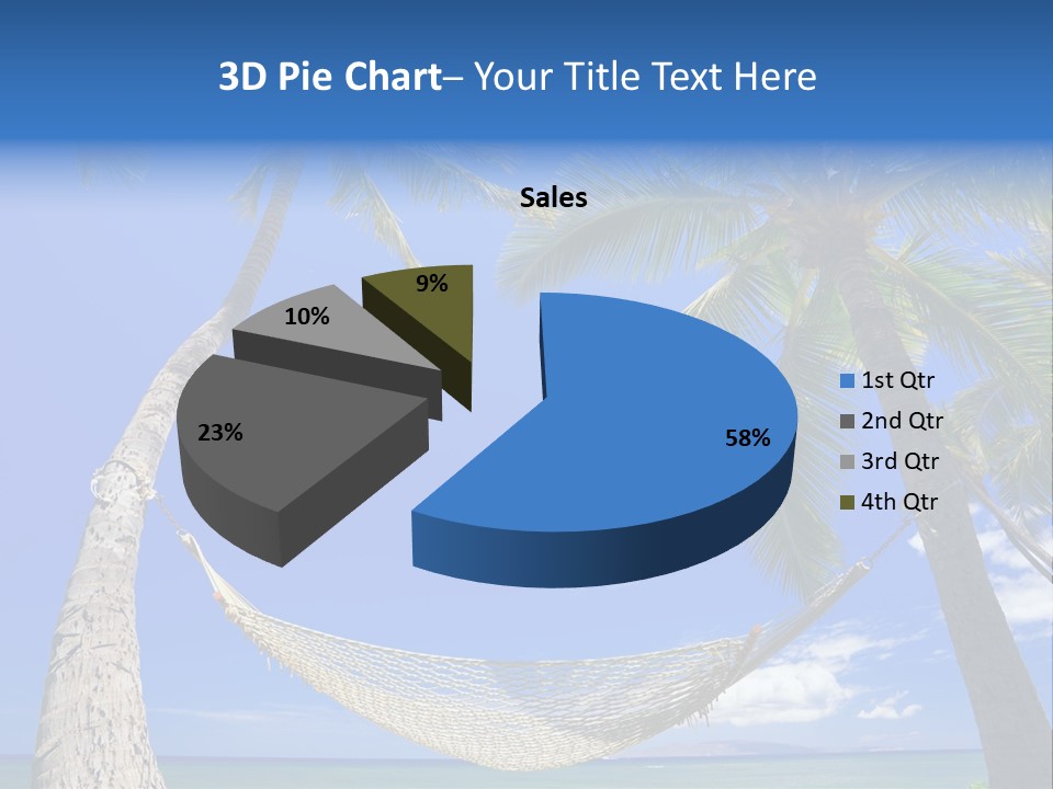 Palm Trees, Hammock, And Blue Sky, Beautiful Tropical Vacation PowerPoint Template