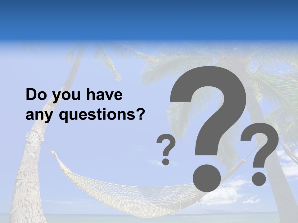 Palm Trees, Hammock, And Blue Sky, Beautiful Tropical Vacation PowerPoint Template