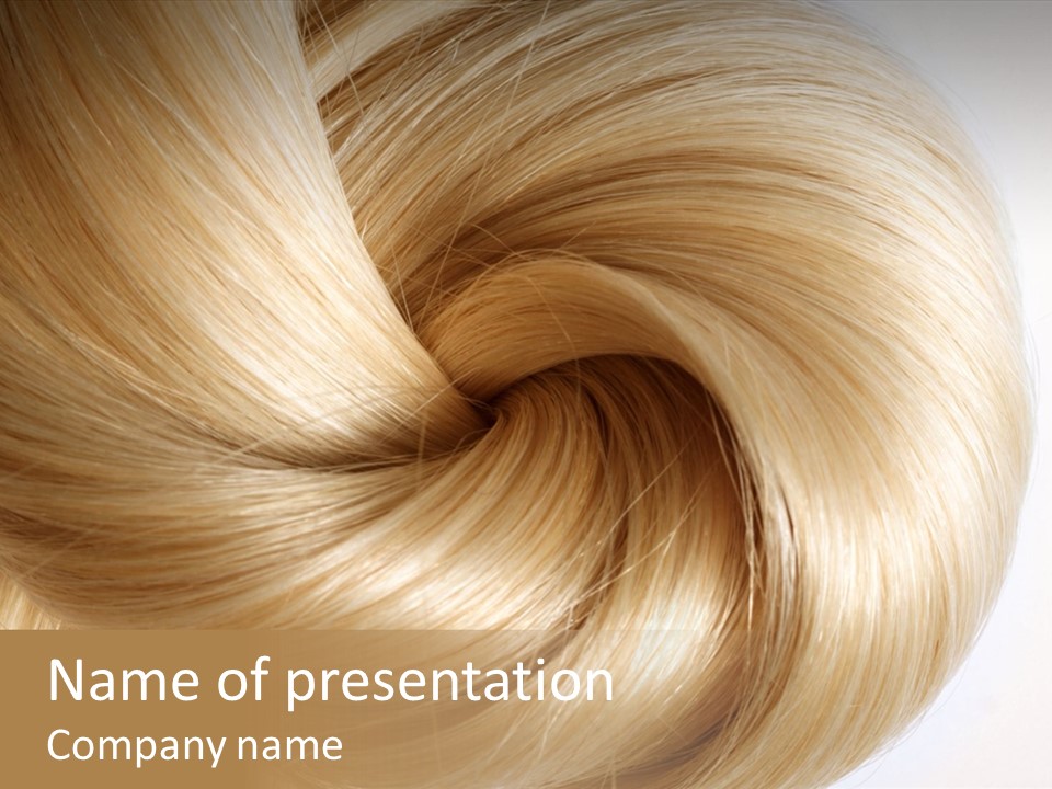 Long Blond Human Hair Close-Up PowerPoint Template