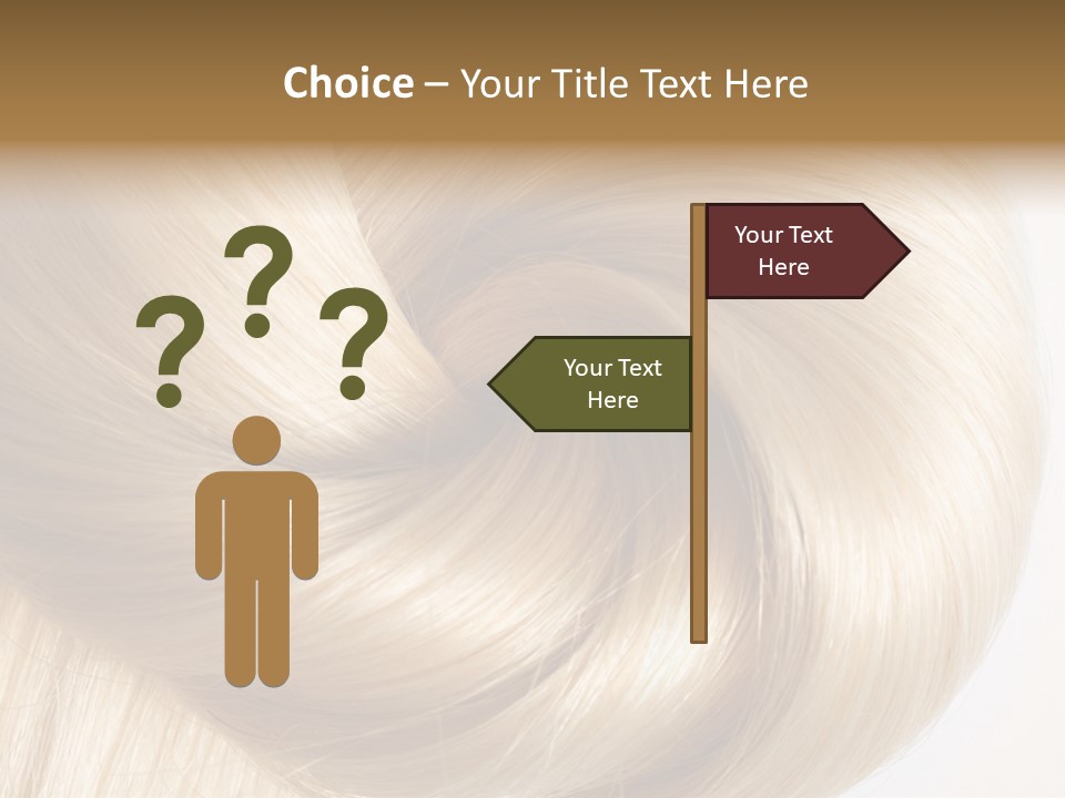 Long Blond Human Hair Close-Up PowerPoint Template