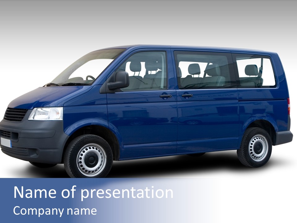 A Blue Van Is Shown With A White Background PowerPoint Template