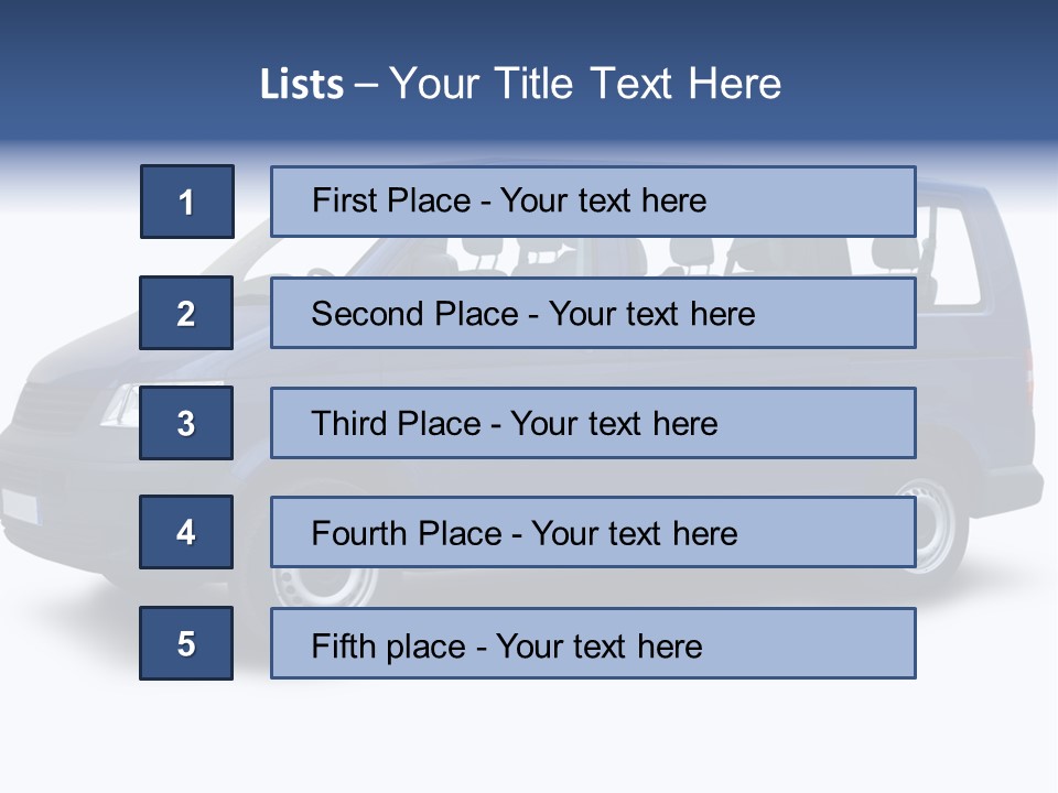 A Blue Van Is Shown With A White Background PowerPoint Template