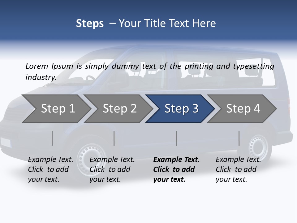A Blue Van Is Shown With A White Background PowerPoint Template