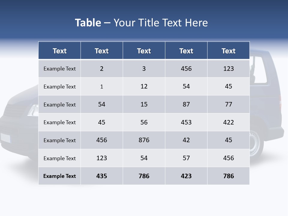 A Blue Van Is Shown With A White Background PowerPoint Template