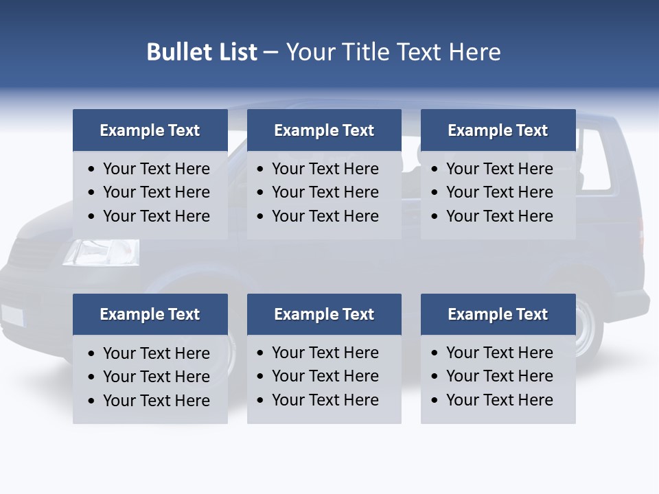 A Blue Van Is Shown With A White Background PowerPoint Template