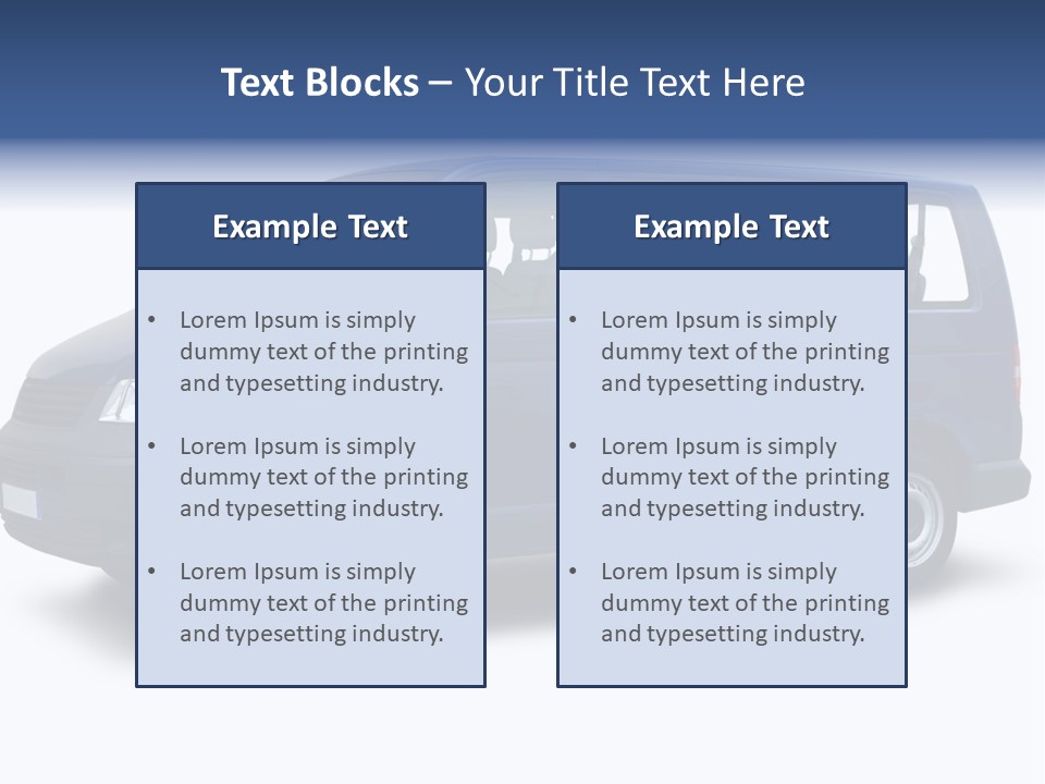 A Blue Van Is Shown With A White Background PowerPoint Template