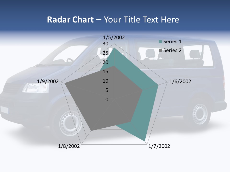 A Blue Van Is Shown With A White Background PowerPoint Template