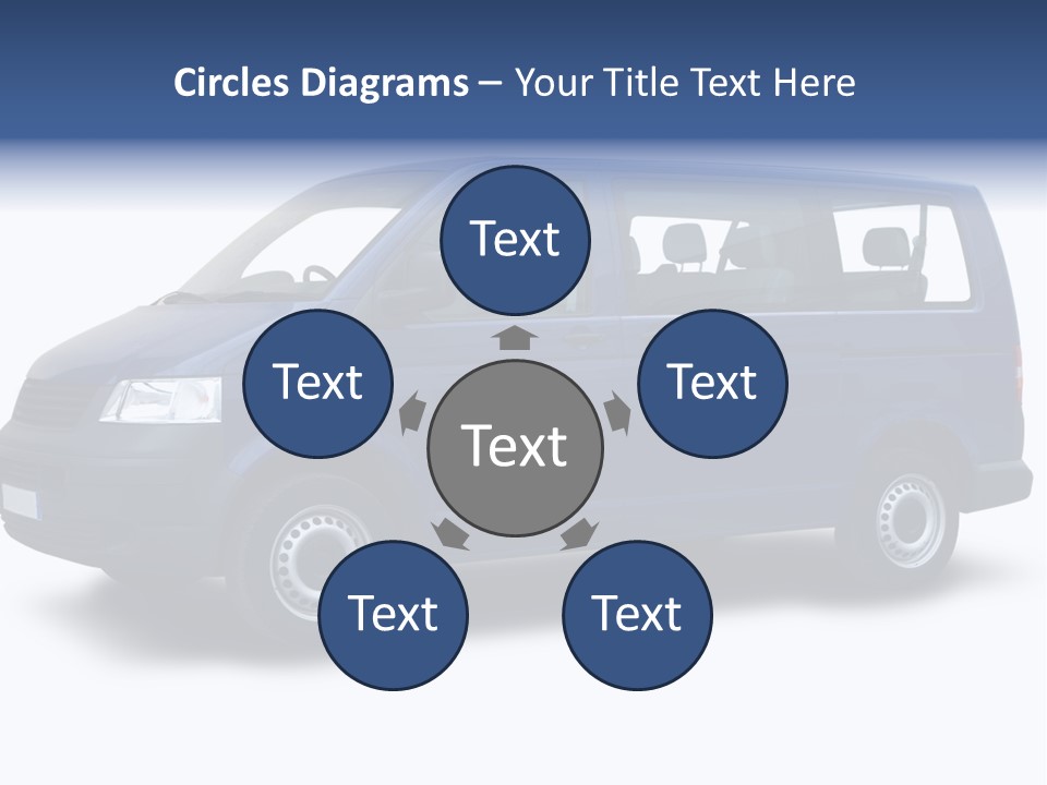 A Blue Van Is Shown With A White Background PowerPoint Template