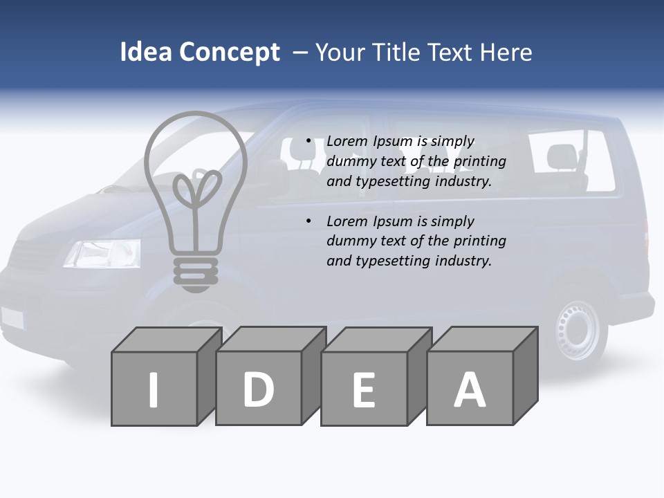 A Blue Van Is Shown With A White Background PowerPoint Template