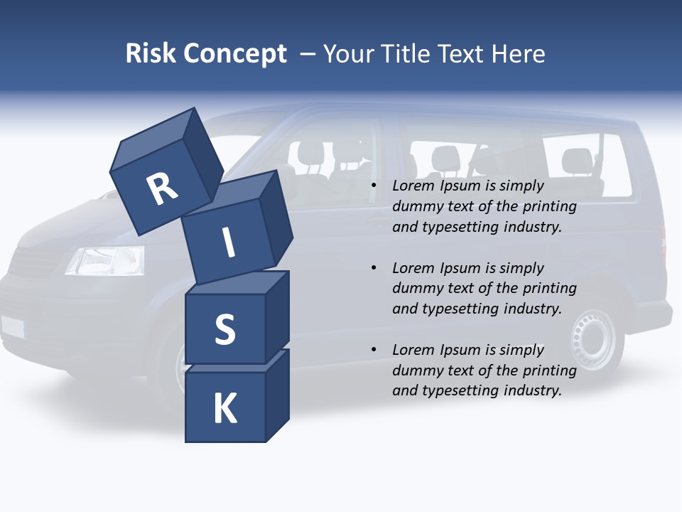 A Blue Van Is Shown With A White Background PowerPoint Template