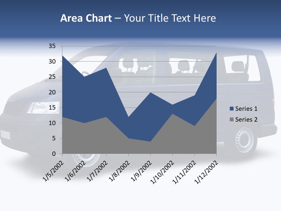 A Blue Van Is Shown With A White Background PowerPoint Template