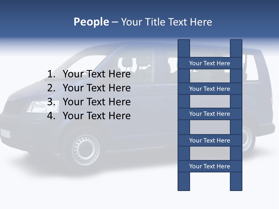 A Blue Van Is Shown With A White Background PowerPoint Template