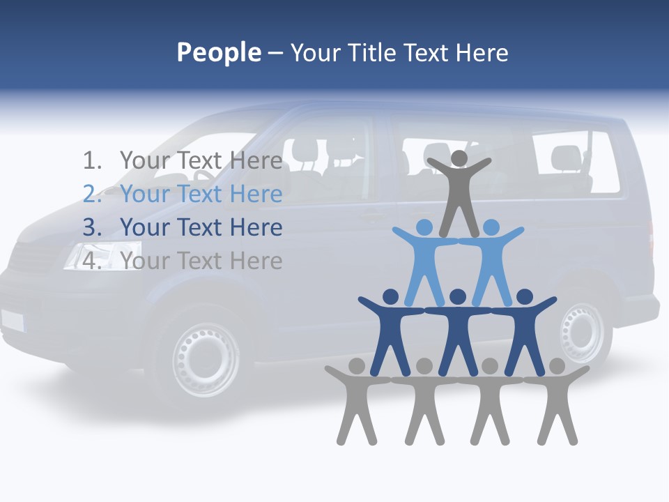 A Blue Van Is Shown With A White Background PowerPoint Template