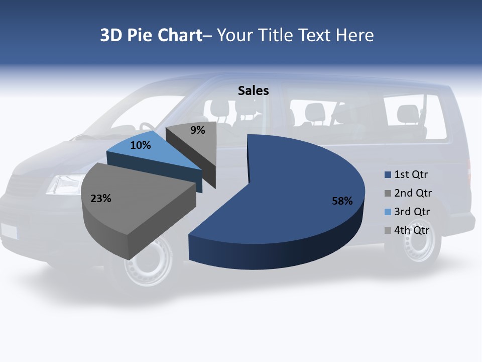 A Blue Van Is Shown With A White Background PowerPoint Template