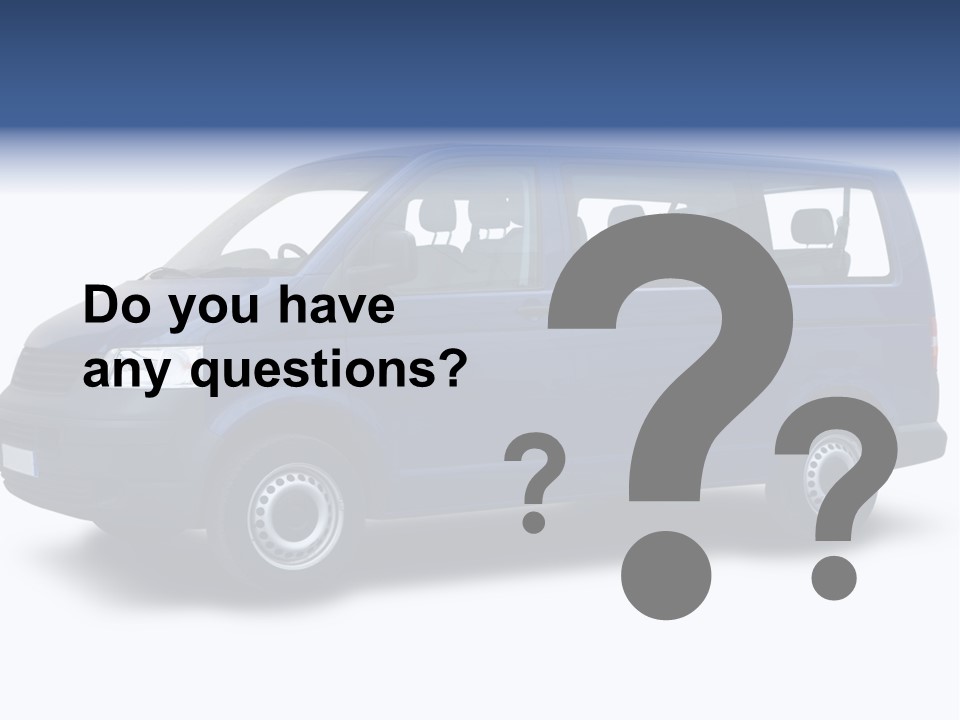 A Blue Van Is Shown With A White Background PowerPoint Template