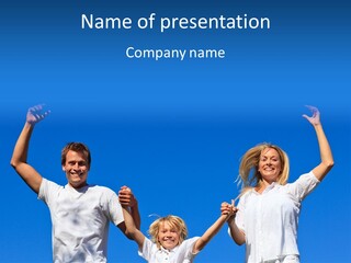 A Family Is Holding Their Hands Up In The Air PowerPoint Template