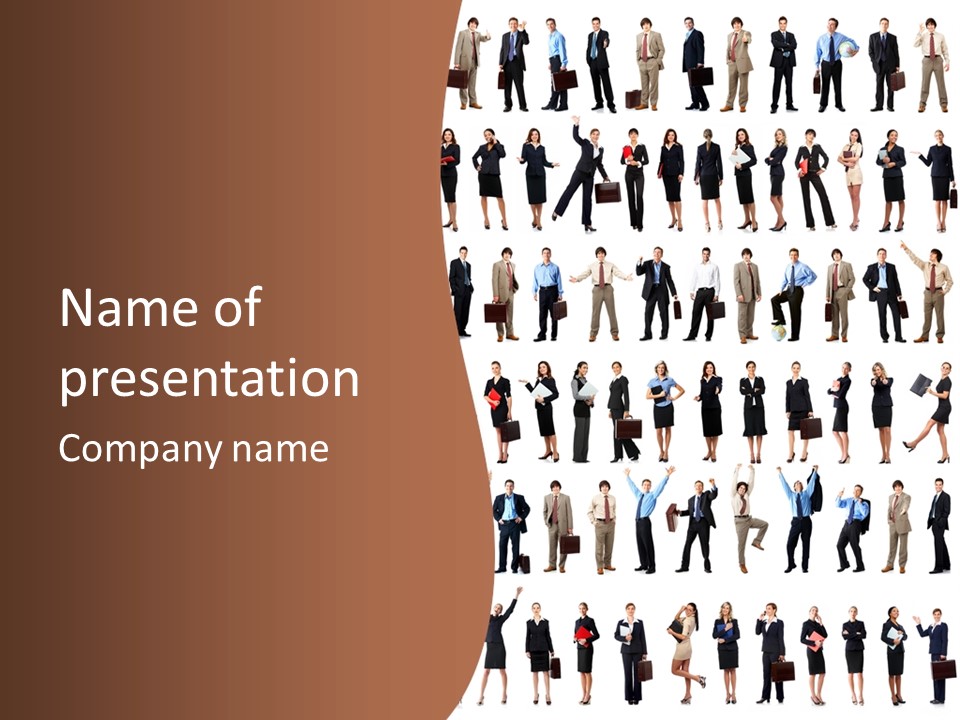 A Large Group Of People Standing In A Row PowerPoint Template