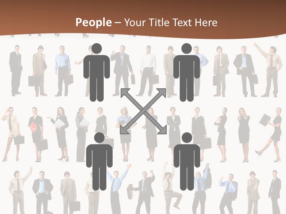 A Large Group Of People Standing In A Row PowerPoint Template