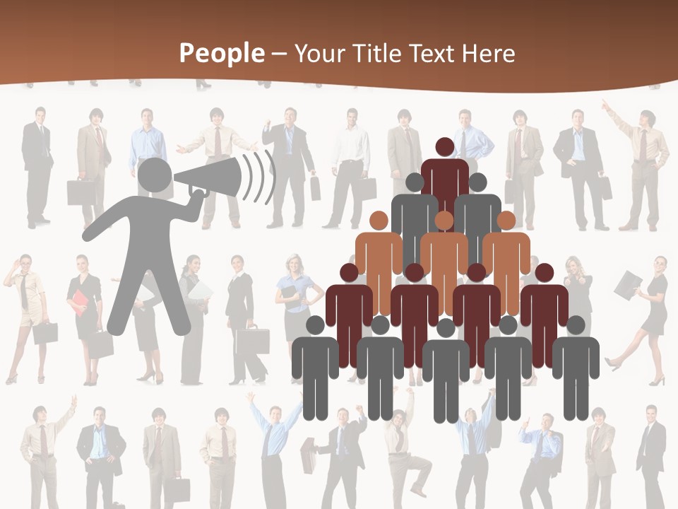 A Large Group Of People Standing In A Row PowerPoint Template