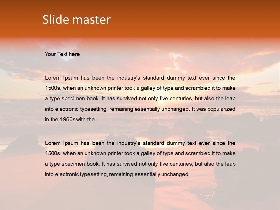 A Beautiful Sunset Over The Ocean With Rocks In The Foreground PowerPoint Template